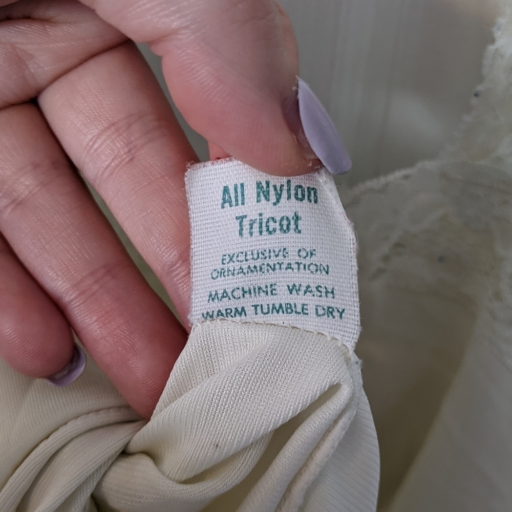 Vintage Lace‎ Trim Florette Center Ivory Pick-Up Stitch Nylon Slip Cami Size M - Picture 8 of 8